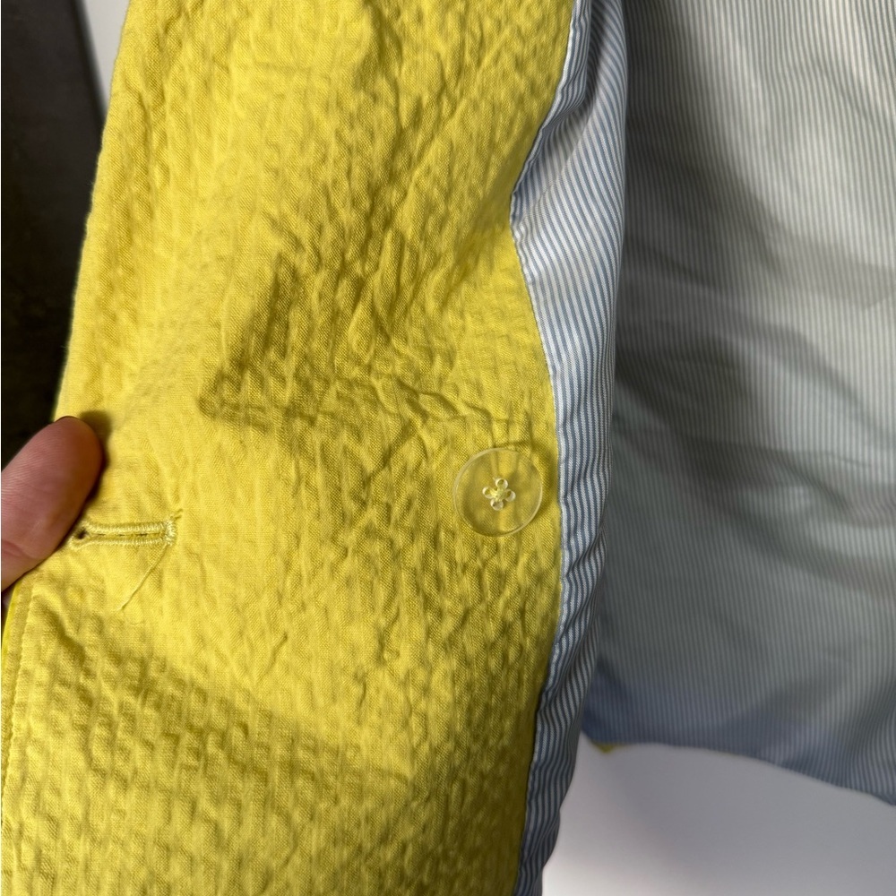 Banana Republic SeerSucker Double Breasted Vibrant Yellow Women's Blazer - Picture 3 of 3